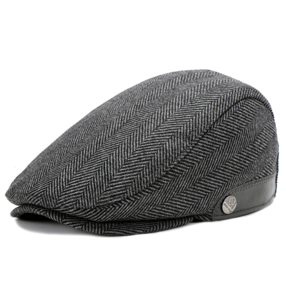 Woolen Beret Herringbone Pattern Adjustable