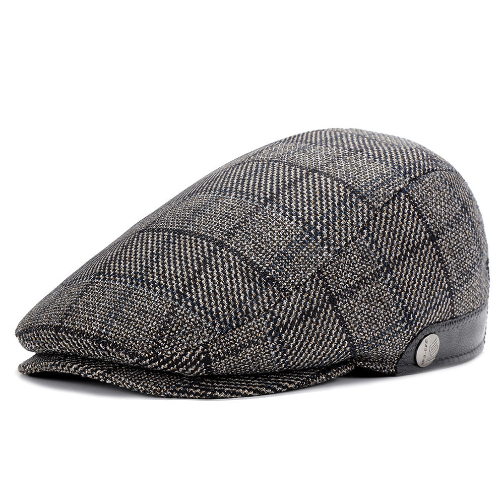 Woolen Beret Herringbone Pattern Adjustable