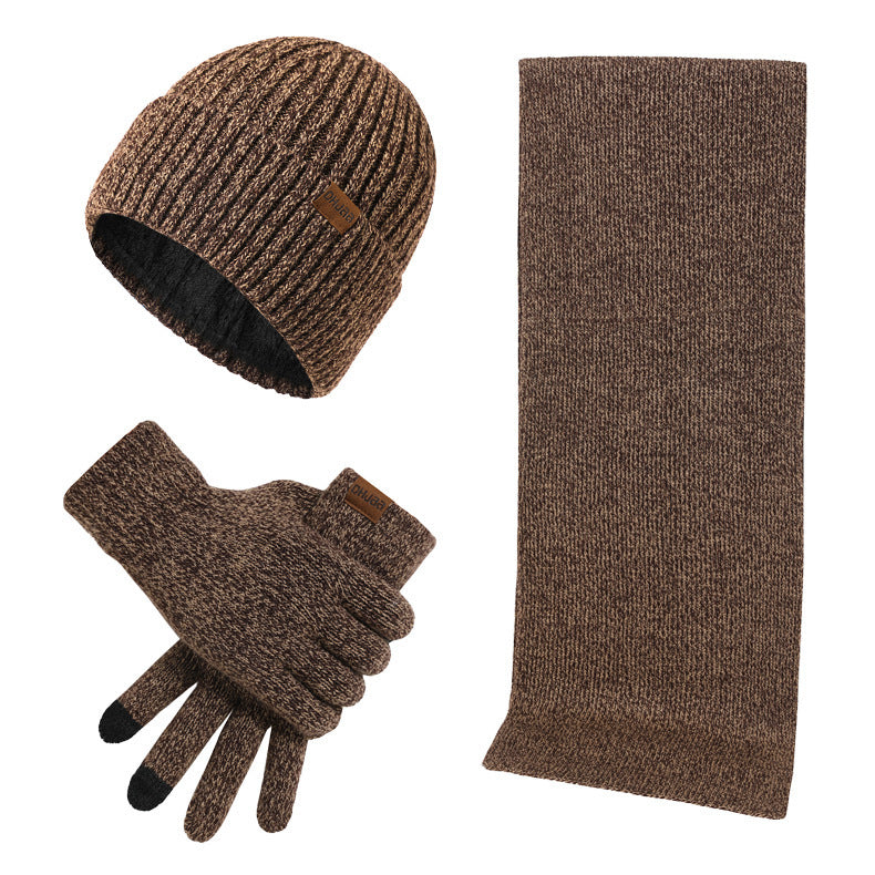 Thermal Knitting Hat Scarf And Gloves Three-piece Set